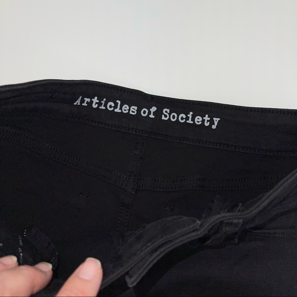 NEW Articles of Society Sarah Skinny Bailey Jeans Black Silver Tuxedo Stripe - Picture 13 of 17
